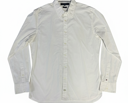 Tommy Hilfiger Men's White Stretch Cotton Long Sleeve Button-Down Shirt