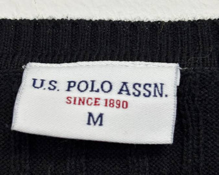 U.S. Polo Assn. Black V-Neck Cable Knit Sweater