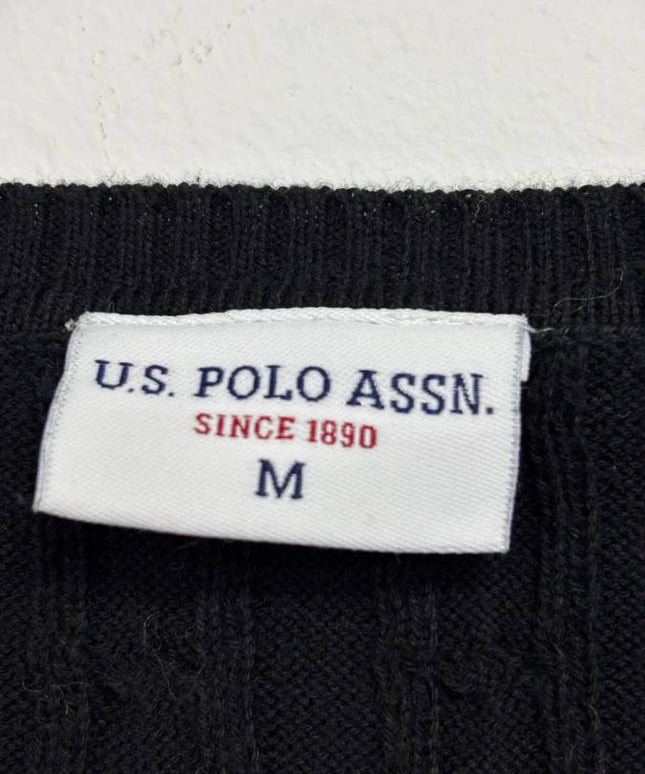 U.S. Polo Assn. Black V-Neck Cable Knit Sweater
