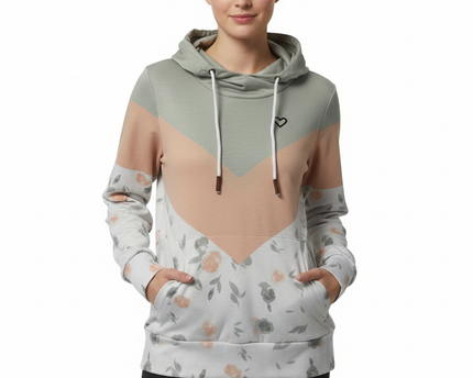 MISSLOOK Multi-color Floral Colorblock Hoodie