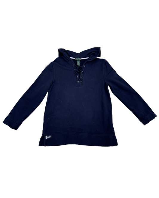 Lauren by Ralph Lauren - Navy Lace-Up Hoodie - S