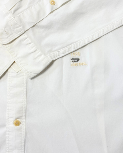 Diesel 1978 Embroidered White Button-Up Shirt