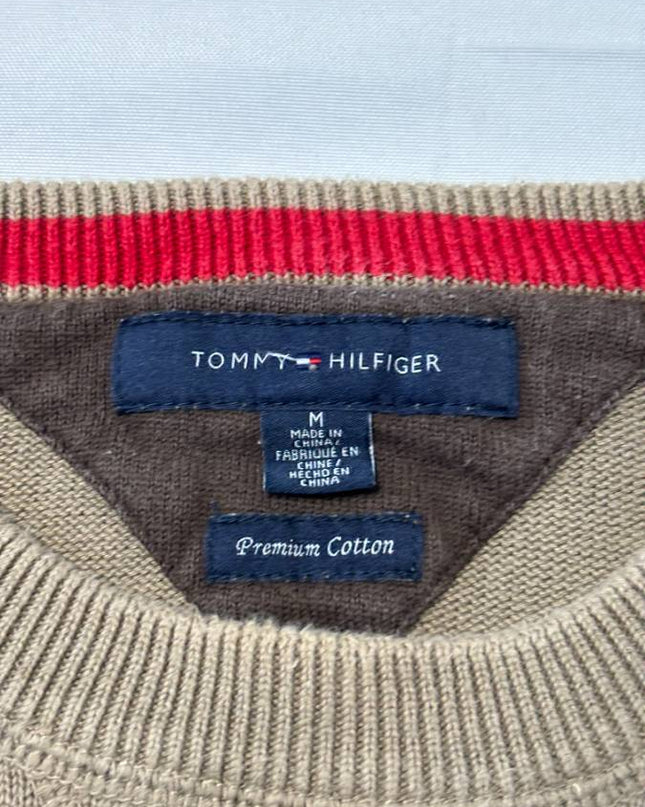 Tommy Hilfiger Tan Premium Cotton Crewneck Sweater