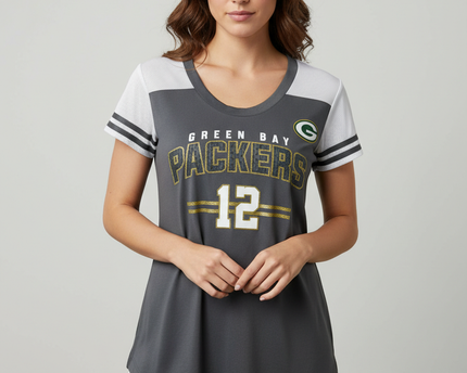 NFL Team Apparel Gray Green Bay Packers Aaron Rodgers #12 Women's Jersey
