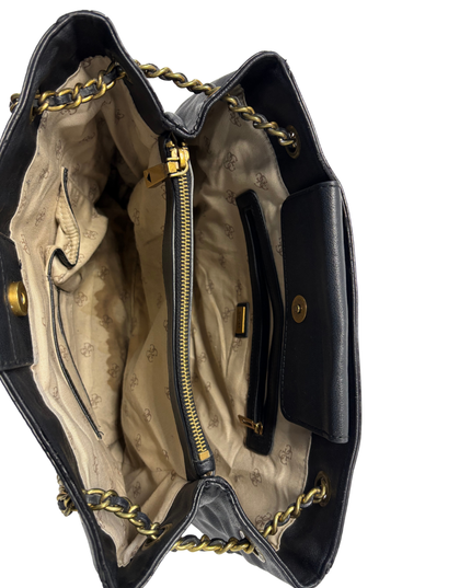 GUESS Black Faux Leather Studded G-Logo Tote Bag