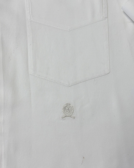 Tommy Hilfiger Blue Gingham Collar Trim White Oxford Shirt