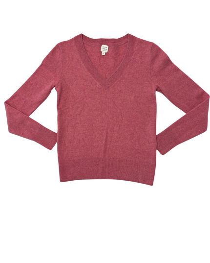 John Lewis & Partners Rose Pink V-Neck Wool Blend Sweater