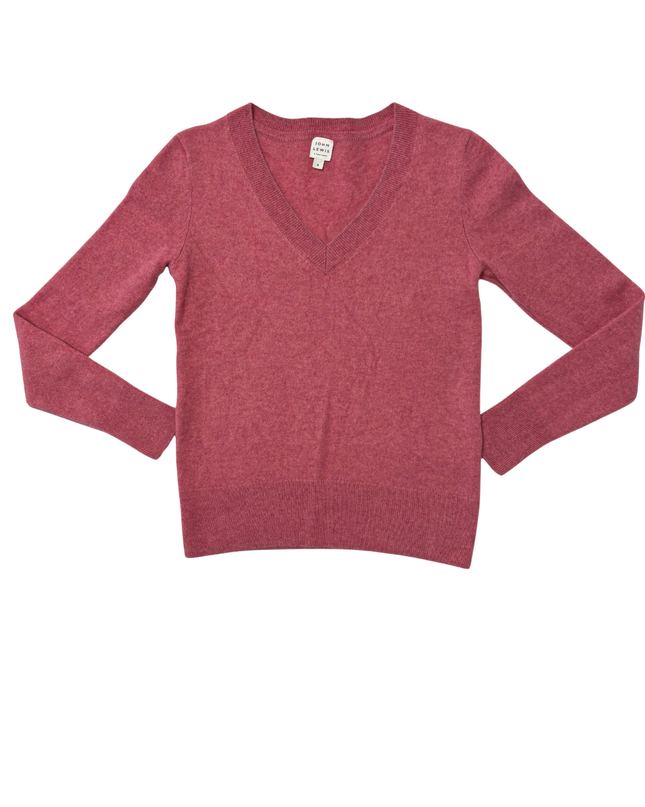 John Lewis & Partners Rose Pink V-Neck Wool Blend Sweater