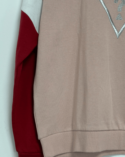 Guess Los Angeles Embroidered Logo Dusty Rose Colorblock Sweatshirt