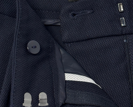 Next Tailoring Navy Blue Textured Pleated Trousers