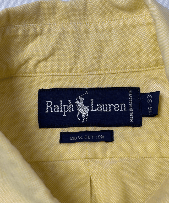 Ralph Lauren Short Sleeve Button Down Yellow Oxford Shirt