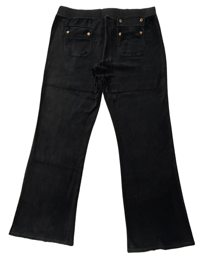 Juicy Couture Y2K Style Black Velour Flare Pants - XXL | Waist: 36"