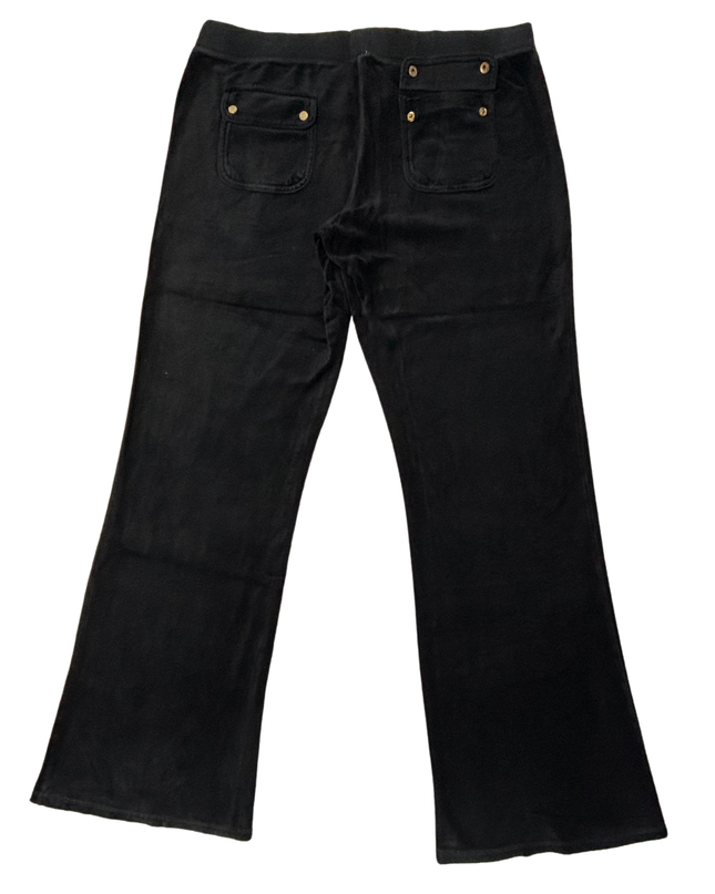 Juicy Couture Y2K Style Black Velour Flare Pants - XXL | Waist: 36"
