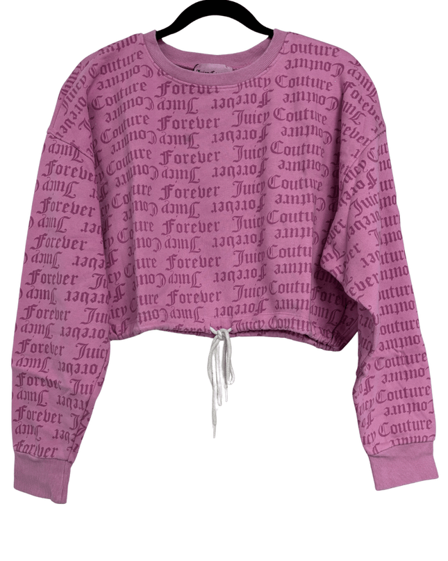 Juicy Couture x Forever 21 All-Over Print Cropped Pink Sweatshirt