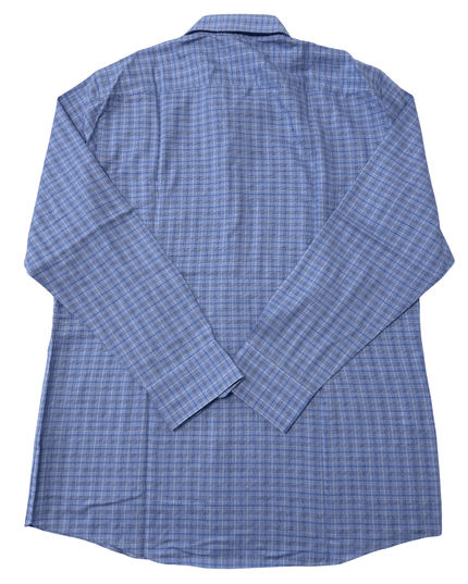 Hugo Boss Blue Micro-Check Sharp Fit Dress Shirt