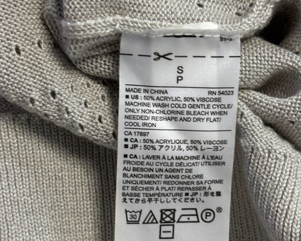 Banana Republic Grey Pointelle Knit Long Sleeve Sweater