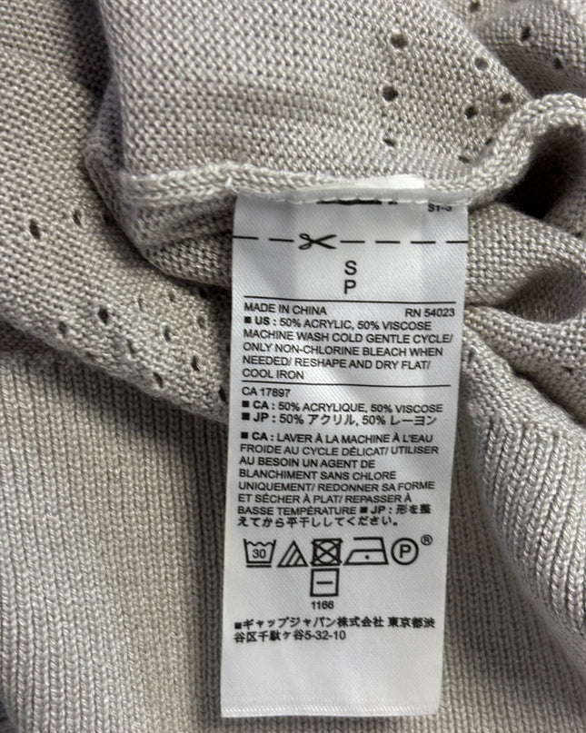 Banana Republic Grey Pointelle Knit Long Sleeve Sweater