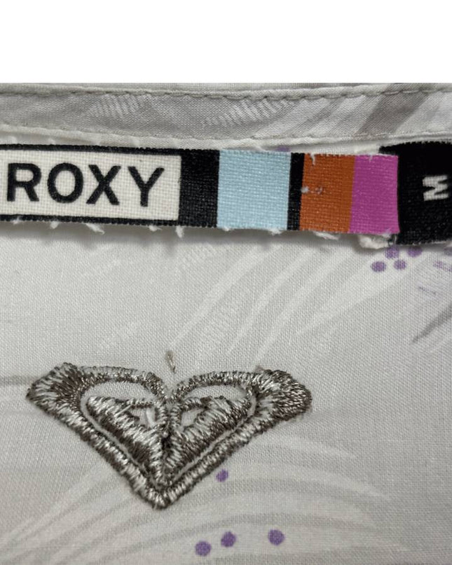 Roxy Grey Floral Print Button-Front Casual Mini Dress