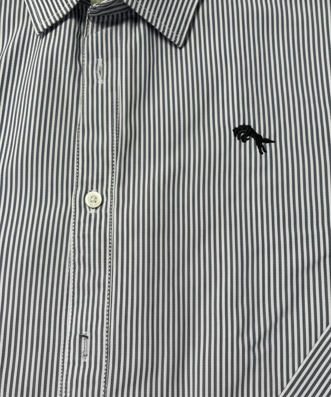 Wrangler Blue and White Striped Button-Down Shirt