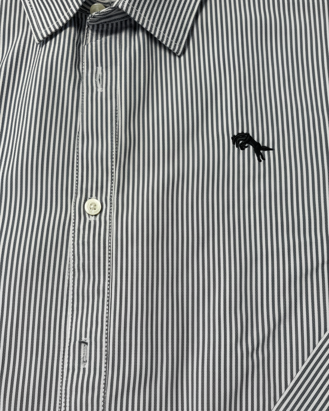 Wrangler Blue and White Striped Button-Down Shirt