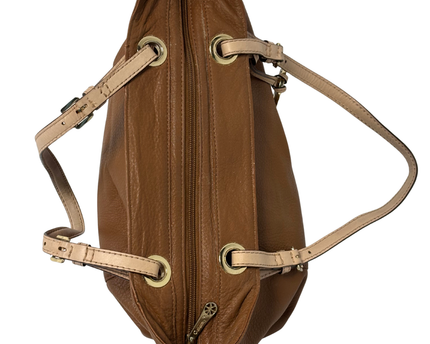 Michael Kors Pebbled Leather Slouchy Contrast Handles & Gold Charm Tote Bag