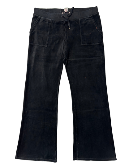 Juicy Couture Y2K Style Black Velour Flare Pants - XXL | Waist: 36"