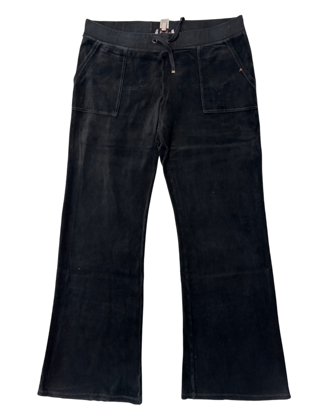 Juicy Couture Y2K Style Black Velour Flare Pants - XXL | Waist: 36"