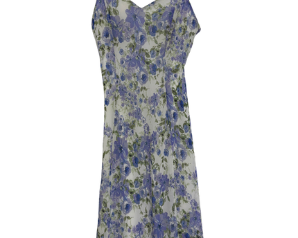 Connected Apparel White & Lavender Floral Chiffon Sleeveless Midi Dress - XS