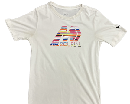 Nike Mercurial Multi-Color Logo White Dri-Fit T-Shirt - XS