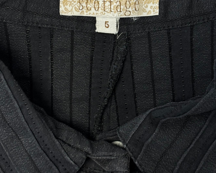 Scottage Ruffled Panelled Black Pinstripe Sequin Shirt