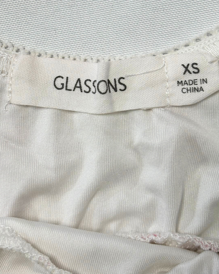 Glassons White & Pink Floral Corset Style Sweetheart Coquette Top