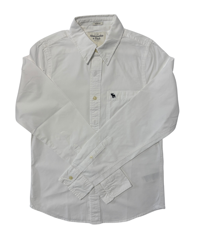 Abercrombie & Fitch Muscle Fit White Button-Down Shirt - M