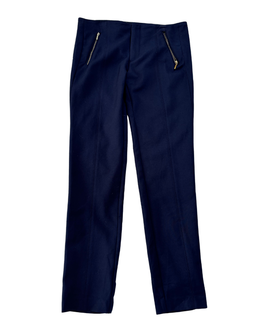 Zara Navy Slim Fit Zip-Pocket Trousers - M