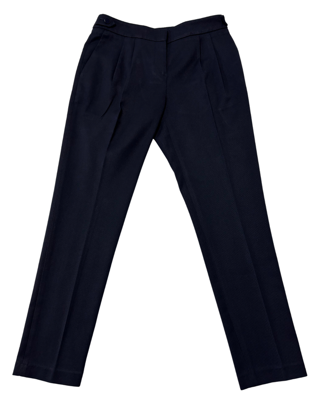 Next Tailoring Navy Blue Textured Pleated Trousers