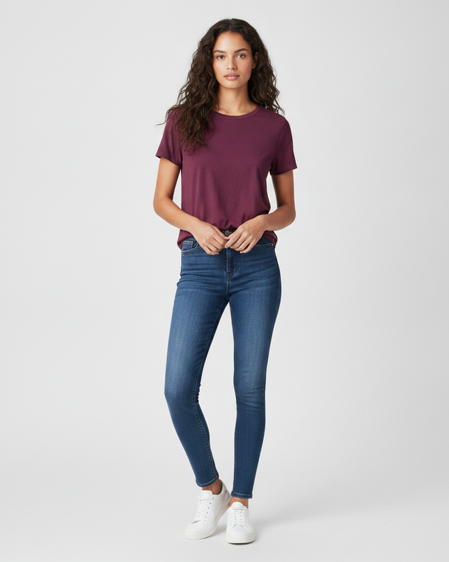 American Eagle Outfitters Burgundy Soft & Sexy Crew Neck T-Shirt