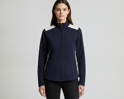 Ralph Lauren Navy Blue/Cream Colorblock Zip-Up Jacket