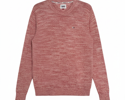 Tommy Jeans Red Heathered Knit Crewneck Sweater
