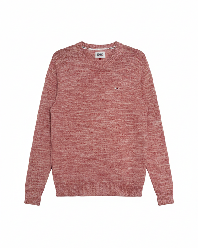 Tommy Jeans Red Heathered Knit Crewneck Sweater