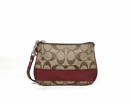 Coach Brown/Red Signature C Wristlet Bag