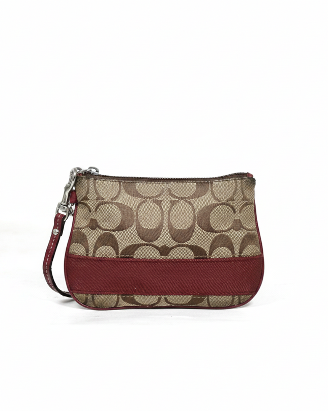 Coach Brown/Red Signature C Wristlet Bag