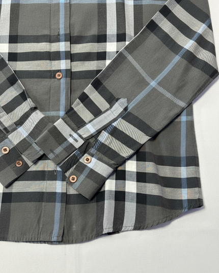 Burberry Grey Nova Check Long Sleeve Button-Down Shirt