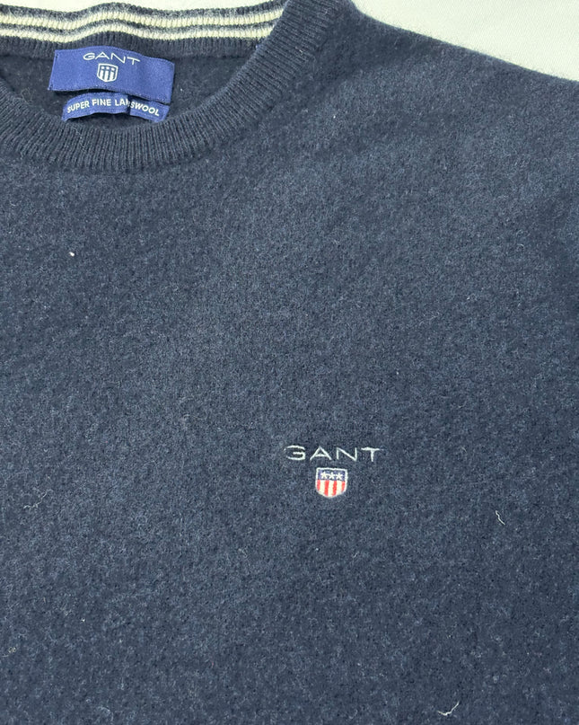 Gant Navy Blue Super Fine Lambswool Crewneck Sweater