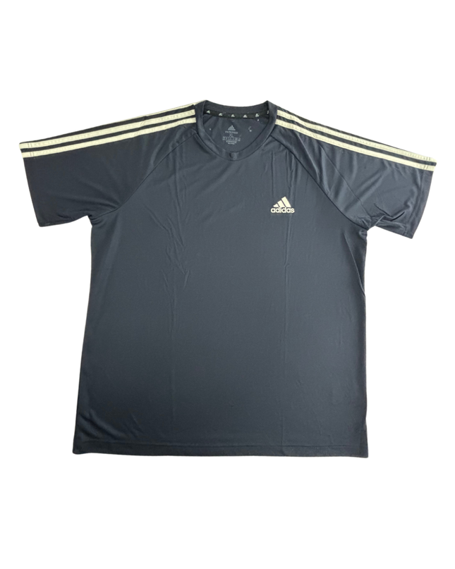 Adidas Aeroready Primegreen Black & Cream 3-Stripes Training T-Shirt - XL