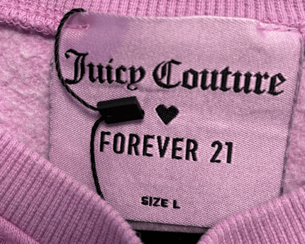 Juicy Couture x Forever 21 All-Over Print Cropped Pink Sweatshirt