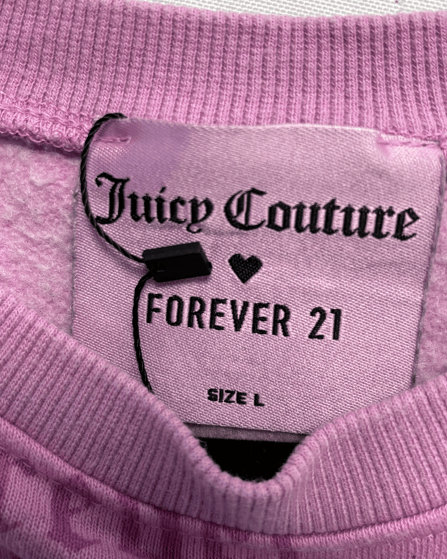 Juicy Couture x Forever 21 All-Over Print Cropped Pink Sweatshirt