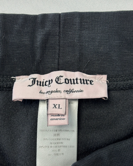 Juicy Couture Y2K Style Black Velour Flare Pants - XXL | Waist: 36"