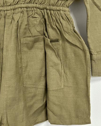 Billabong Strappy Jumpsuit Short Olive Green Romper