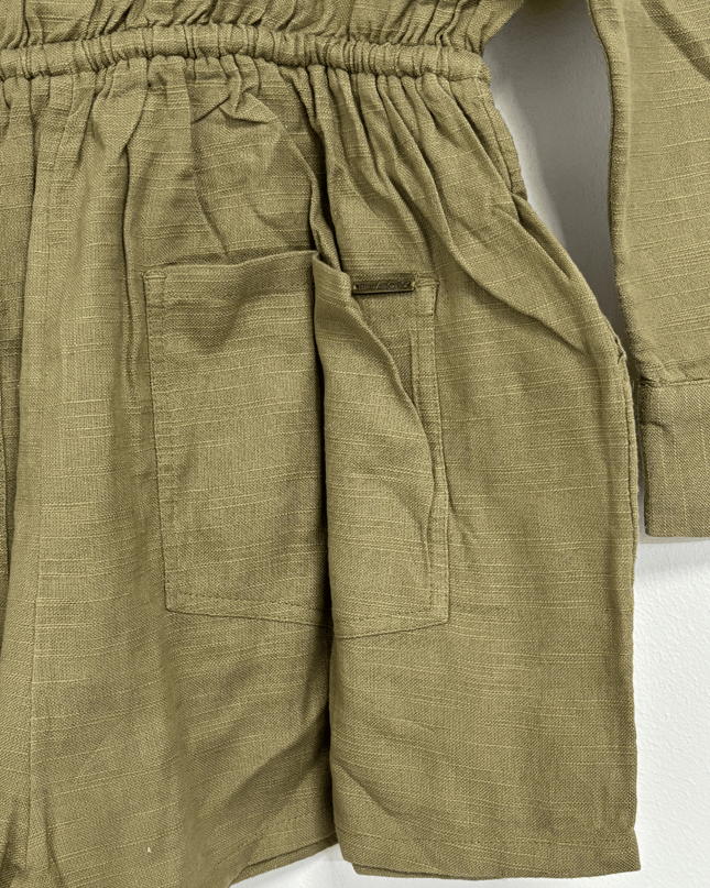 Billabong Strappy Jumpsuit Short Olive Green Romper