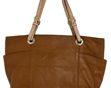 Michael Kors Pebbled Leather Slouchy Contrast Handles & Gold Charm Tote Bag