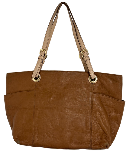 Michael Kors Pebbled Leather Slouchy Contrast Handles & Gold Charm Tote Bag